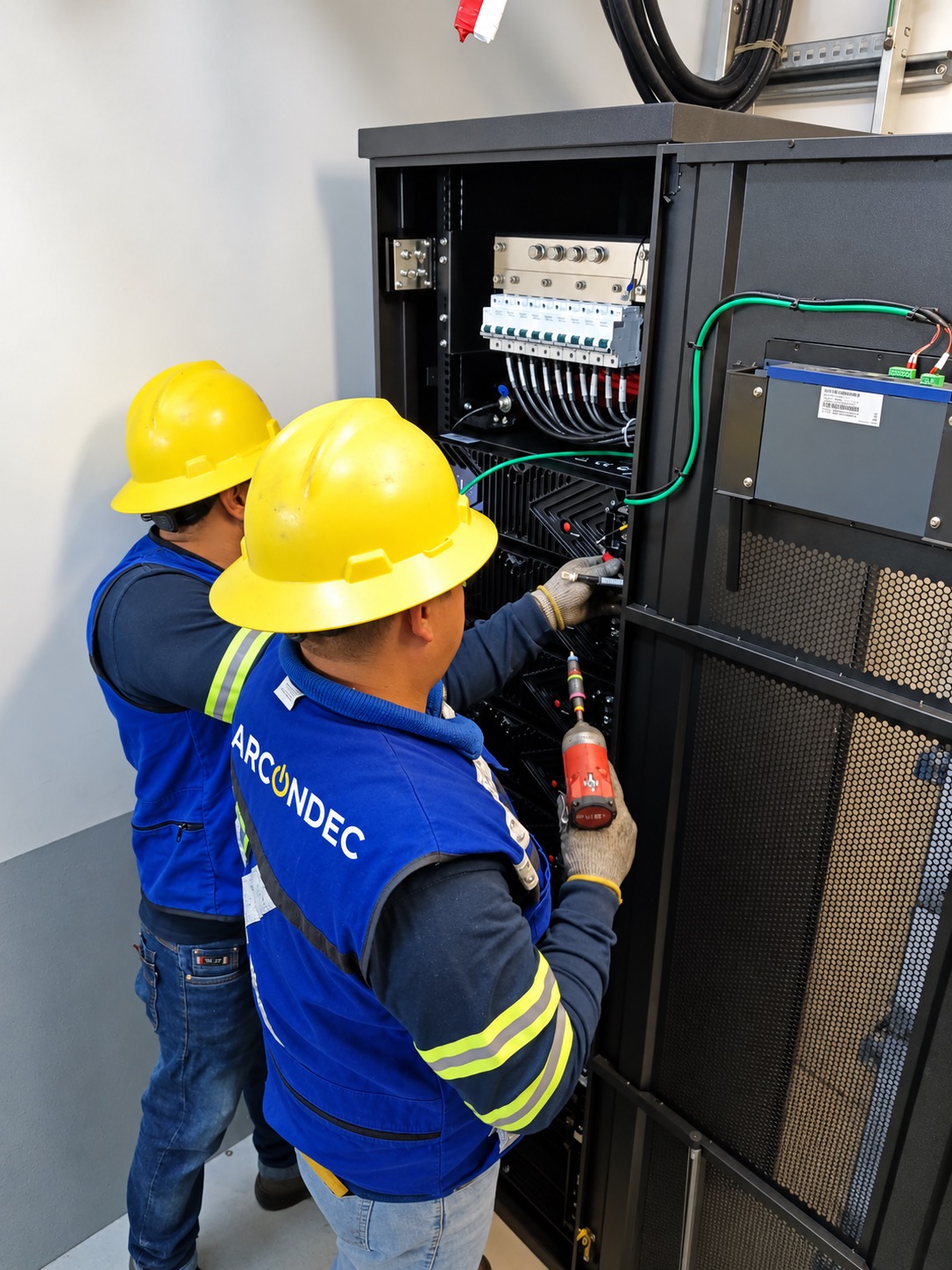 Battery module installation in the cabinet