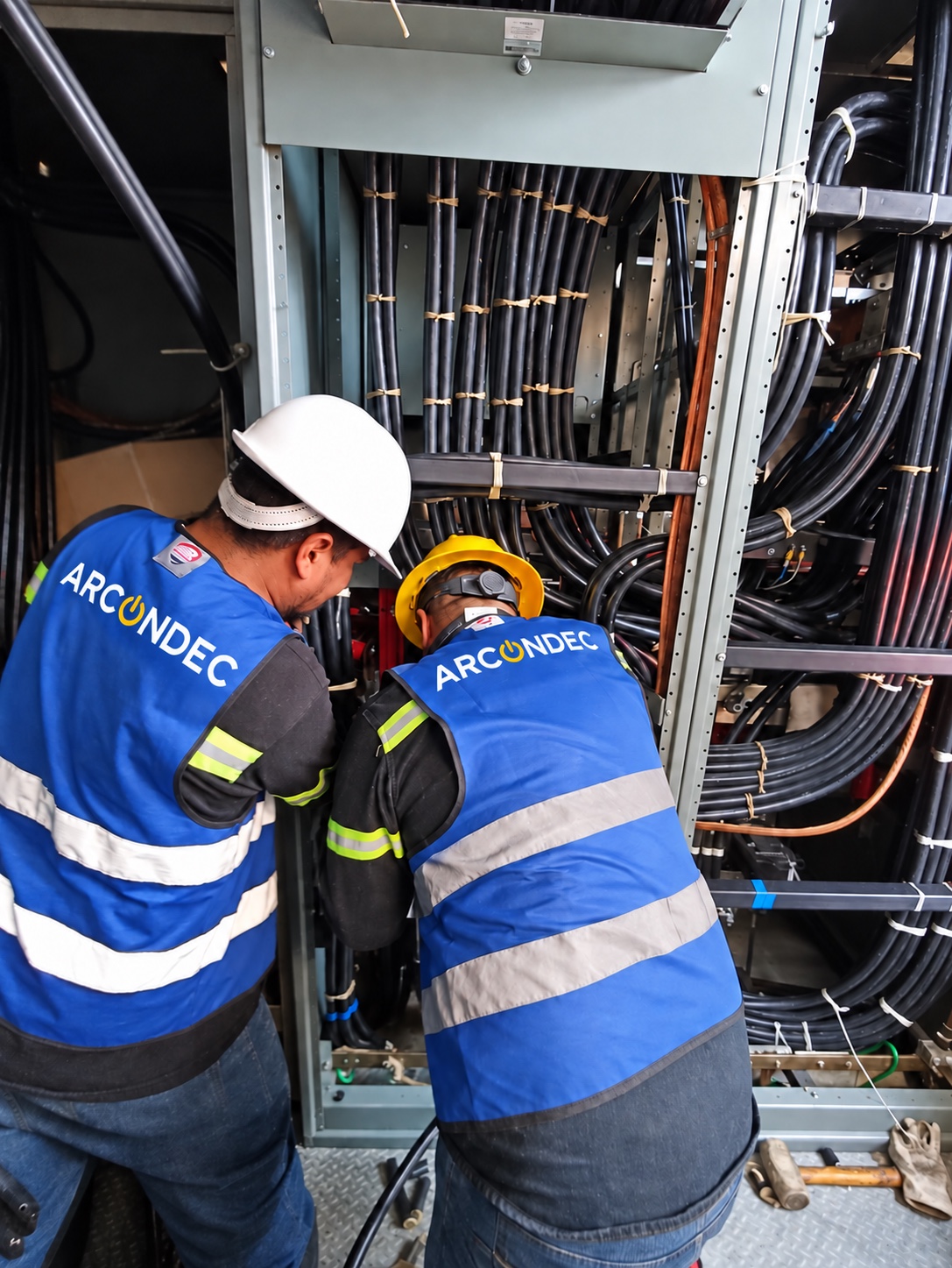 Técnicos trabajando en alimentadores
