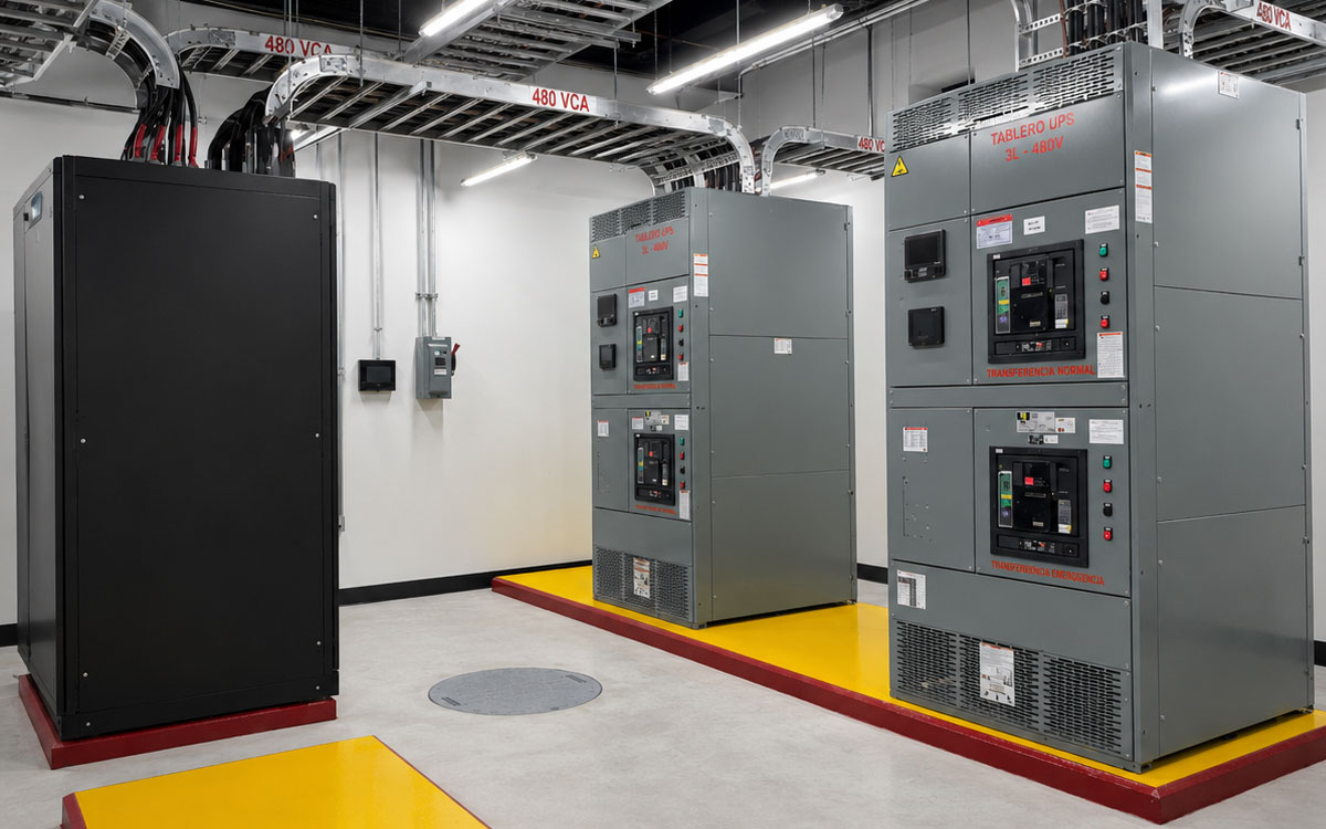 Tableros de media tensión en cuarto eléctrico de un centro de datos