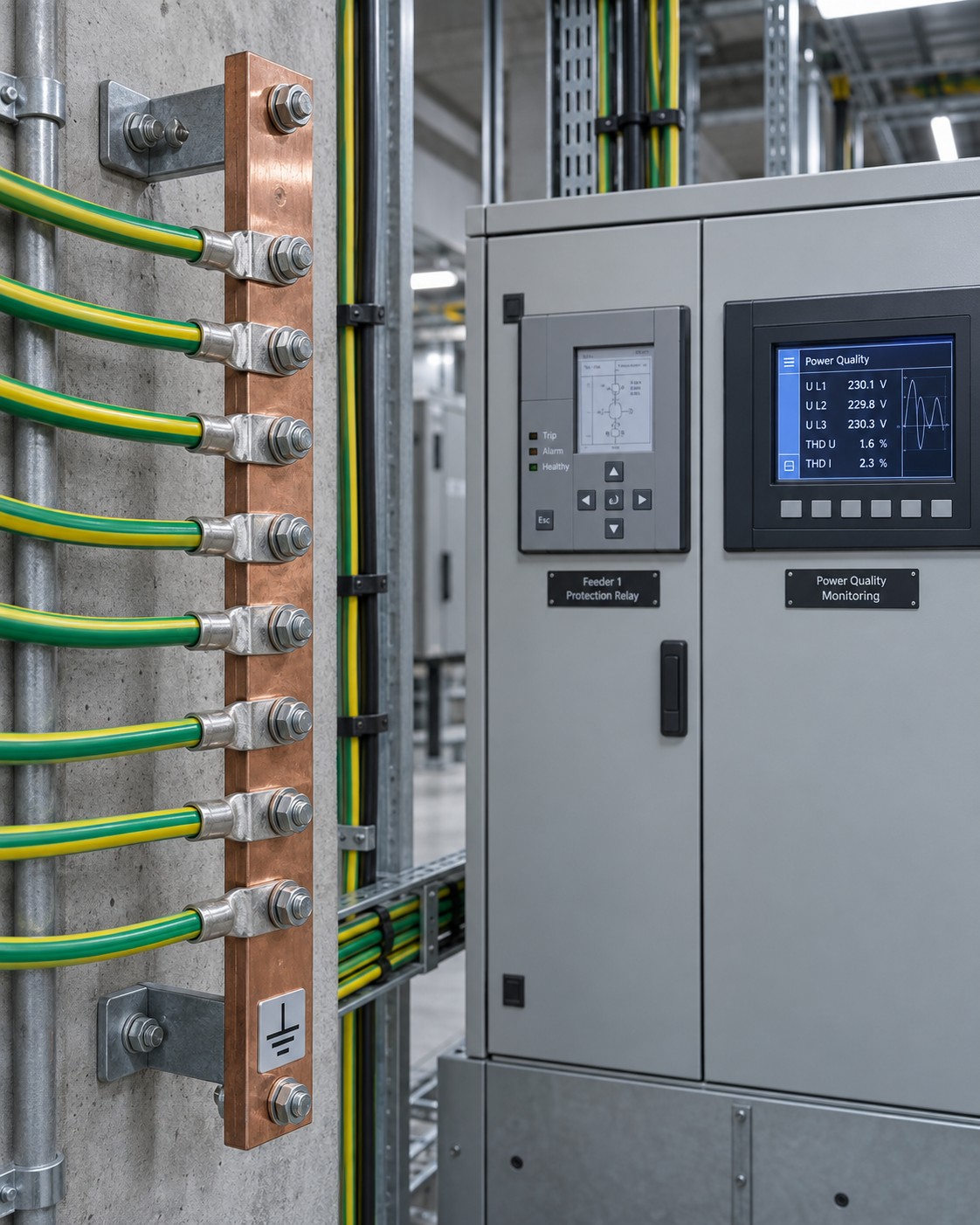 Protection, grounding and power quality — Illustrative image